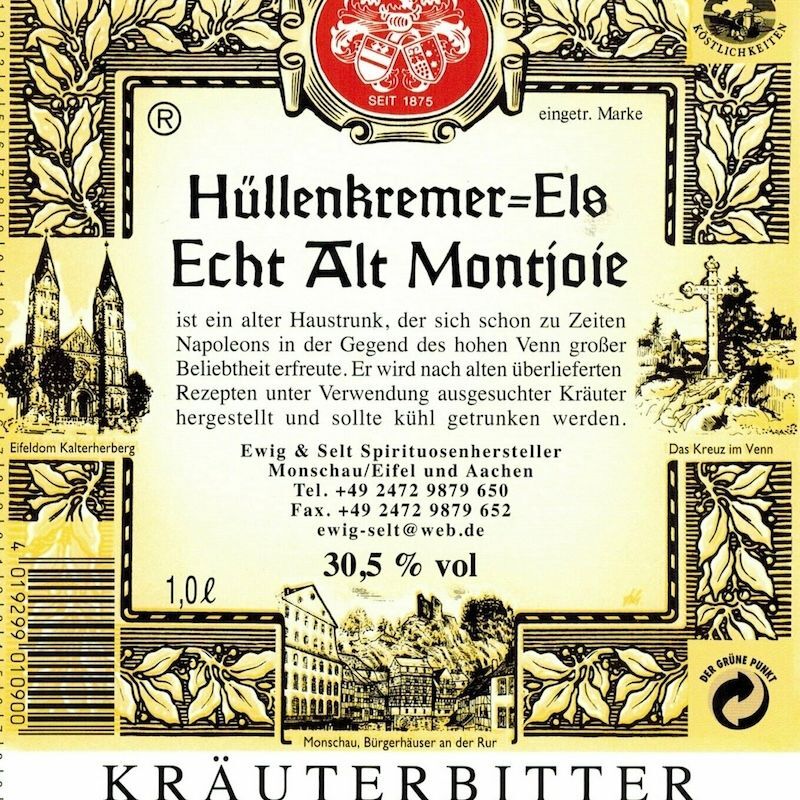 Etikett Kräuterbitter Hüllenkremer Els von Ewig und Selt