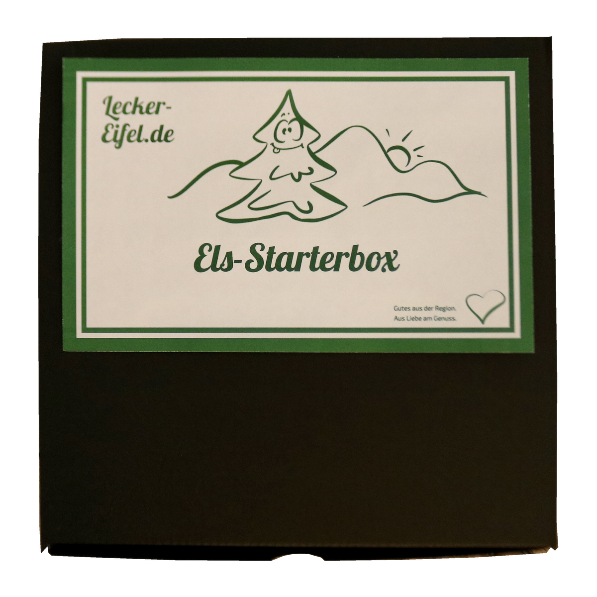 Geschlossene Els-Starter-Geschenkbox mit Lecker-Eifel-Etikett