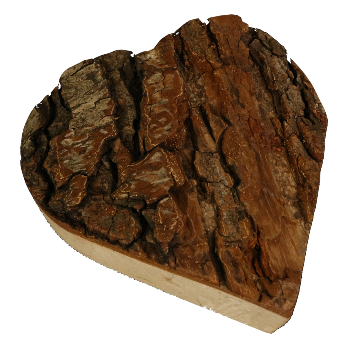 Holzherz aus Erlenholz von Holz Frank mit natürlicher Rindenoberfläche und heller Holzkante