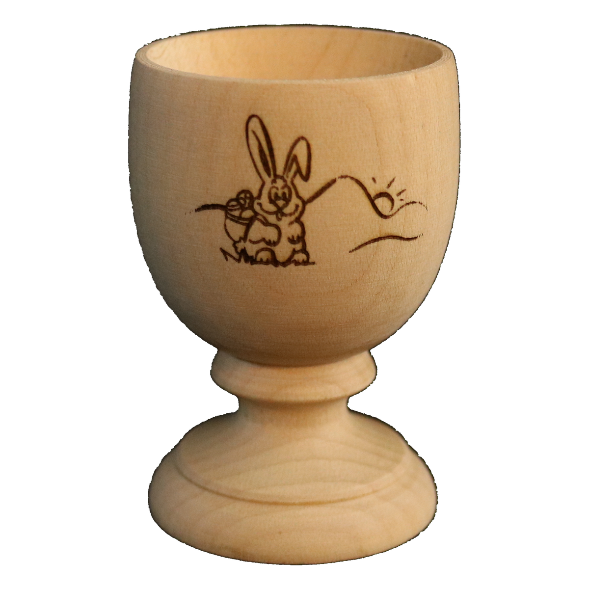 Eierbecher aus Ahornholz mit eingraviertem Osterhasen