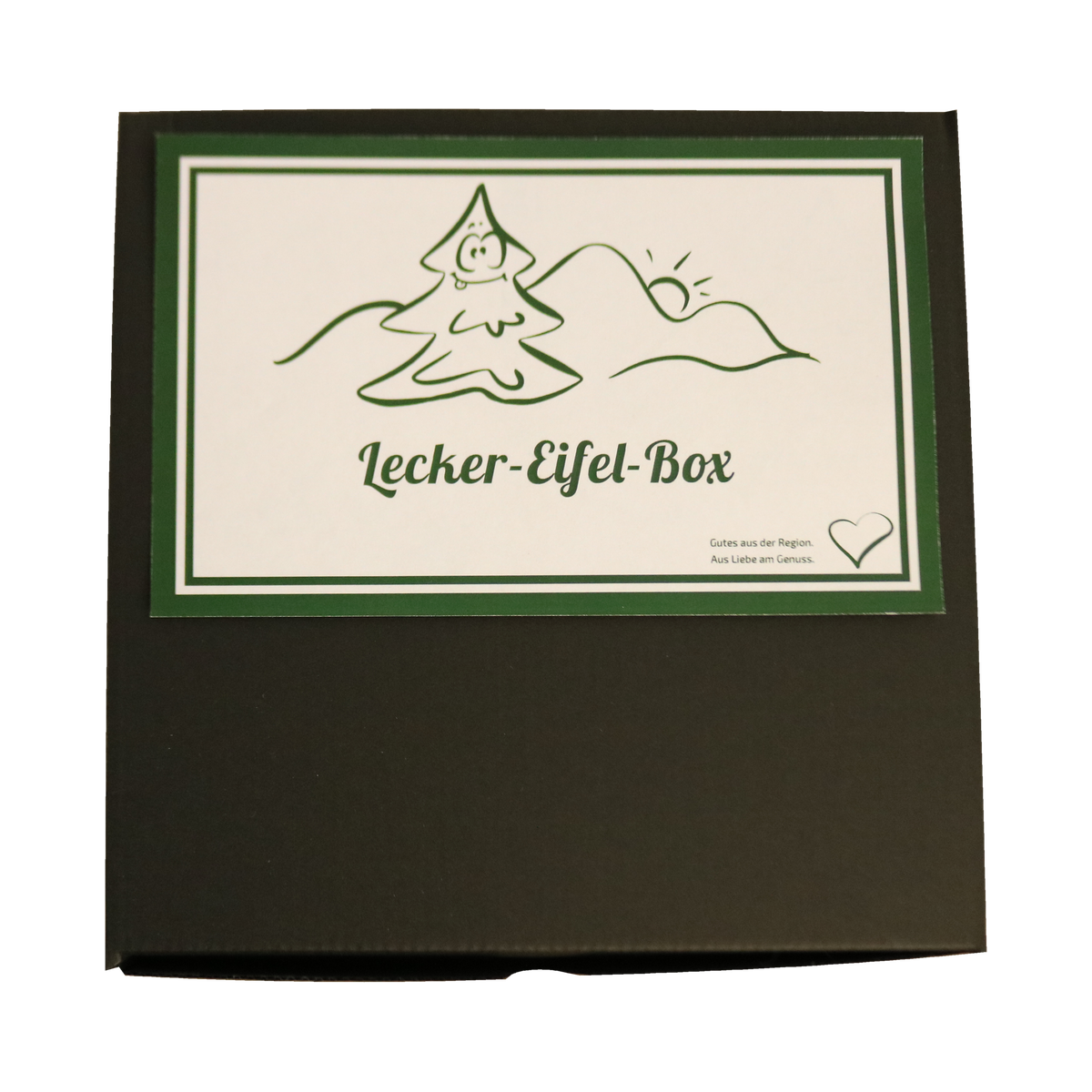 Lecker-Eifel Geschenkbox Klassik, geschlossene schwarze Geschenkverpackung