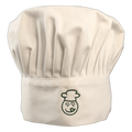 Weiße Kochmütze mit grün gesticktem Lecker-Eifel-Logo