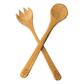 Zweiteiliges Salatbesteck aus Kirschholz mit eingebranntem Lecker-Eifel-Logo