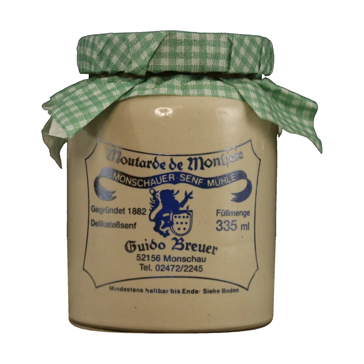 Monschauer Senf Wildkräuter mit Bärlauch (335ml) aus der Historischen Senfmühle Monschau im originalen Senftopf