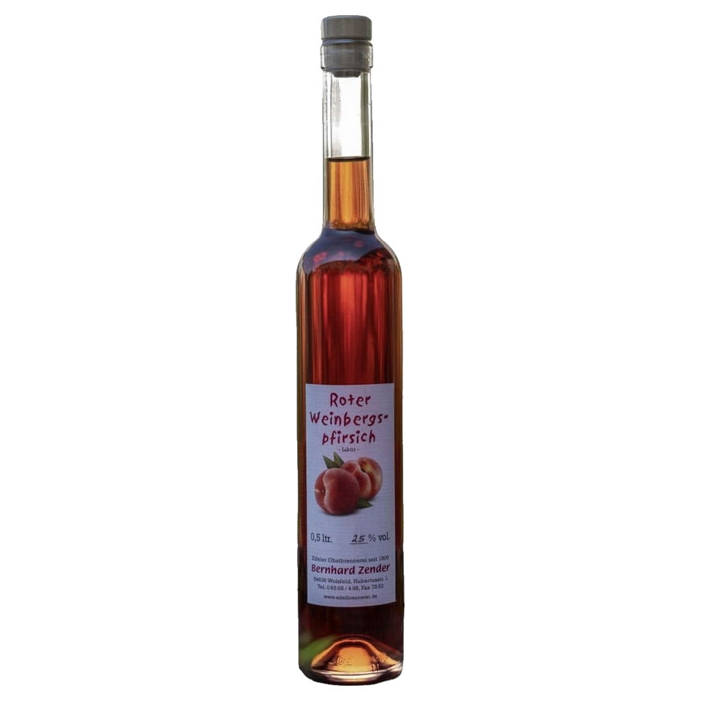 Roter Weinbergpfirsich-Likör von Bernhard Zender, 0,5-l-Flasche