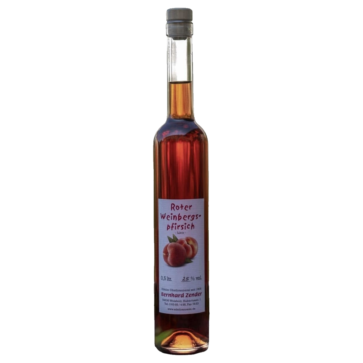 Roter Weinbergpfirsich-Likör von Bernhard Zender, 0,5-l-Flasche