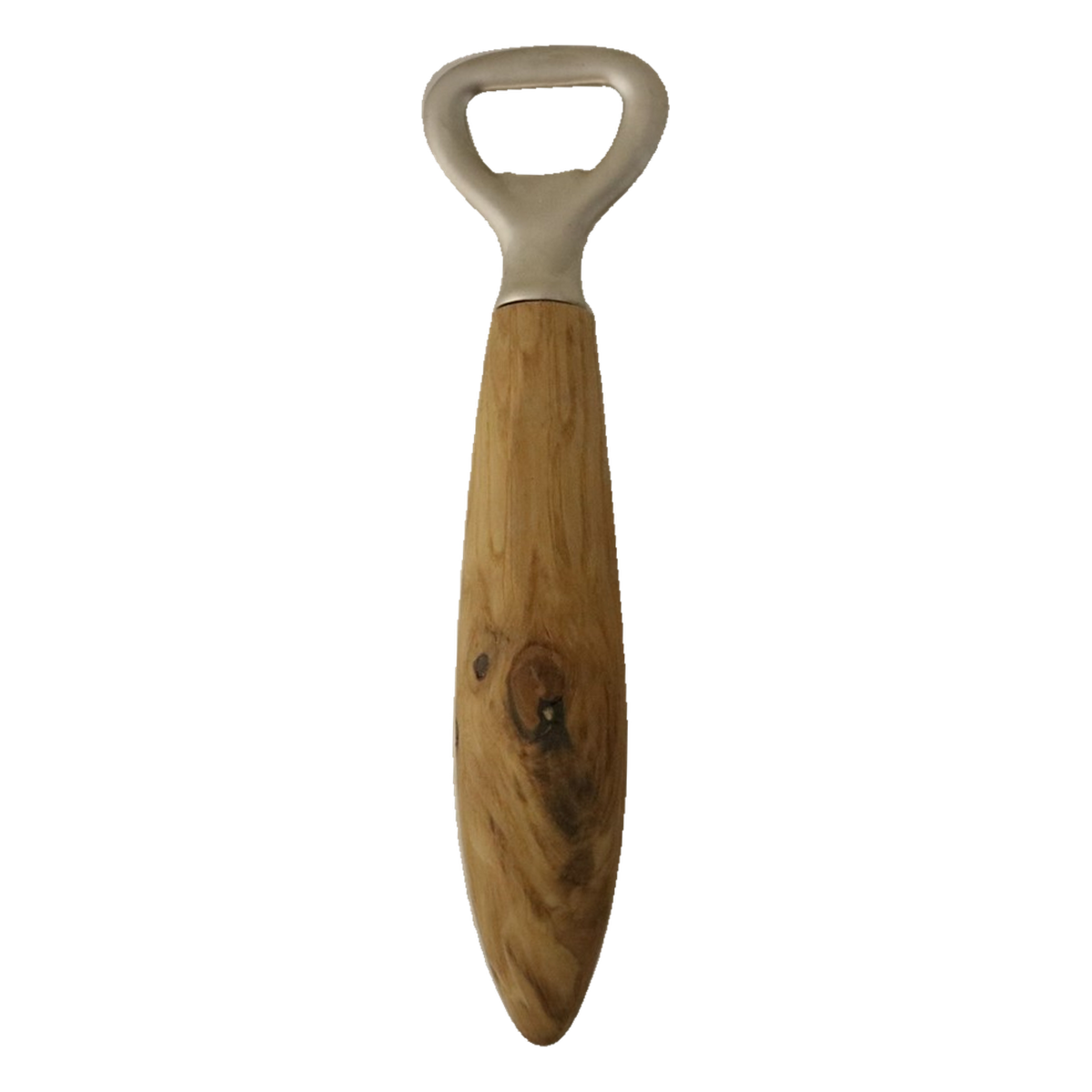 Handgedrechselter Flaschenöffner von TwinWood mit bauchigem Griff aus Eichenholz