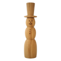 Handgedrechselter Schneemann aus Kirschholz von TwinWood mit hohem Hut und aufgemaltem Gesicht